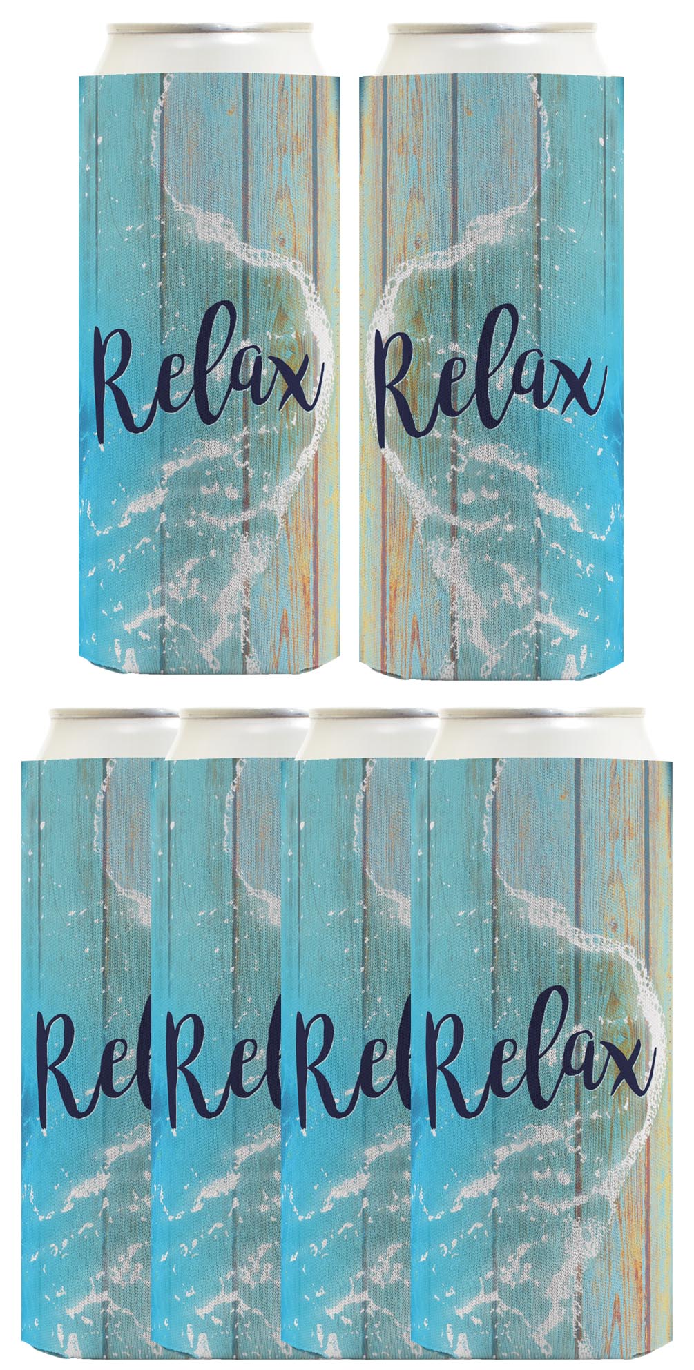 Relax Beach Vibes Standard or Slim Can Thermocooler Drink Sleeve