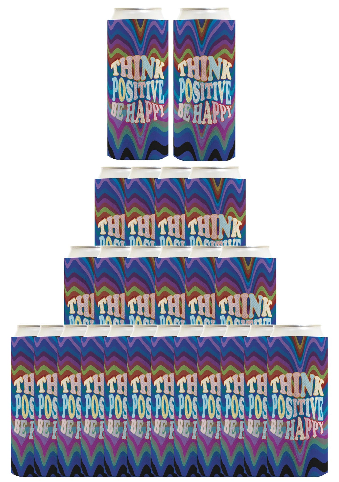 Think Positive Be Happy Standard or Slim Can Thermocooler Drink Sleeve