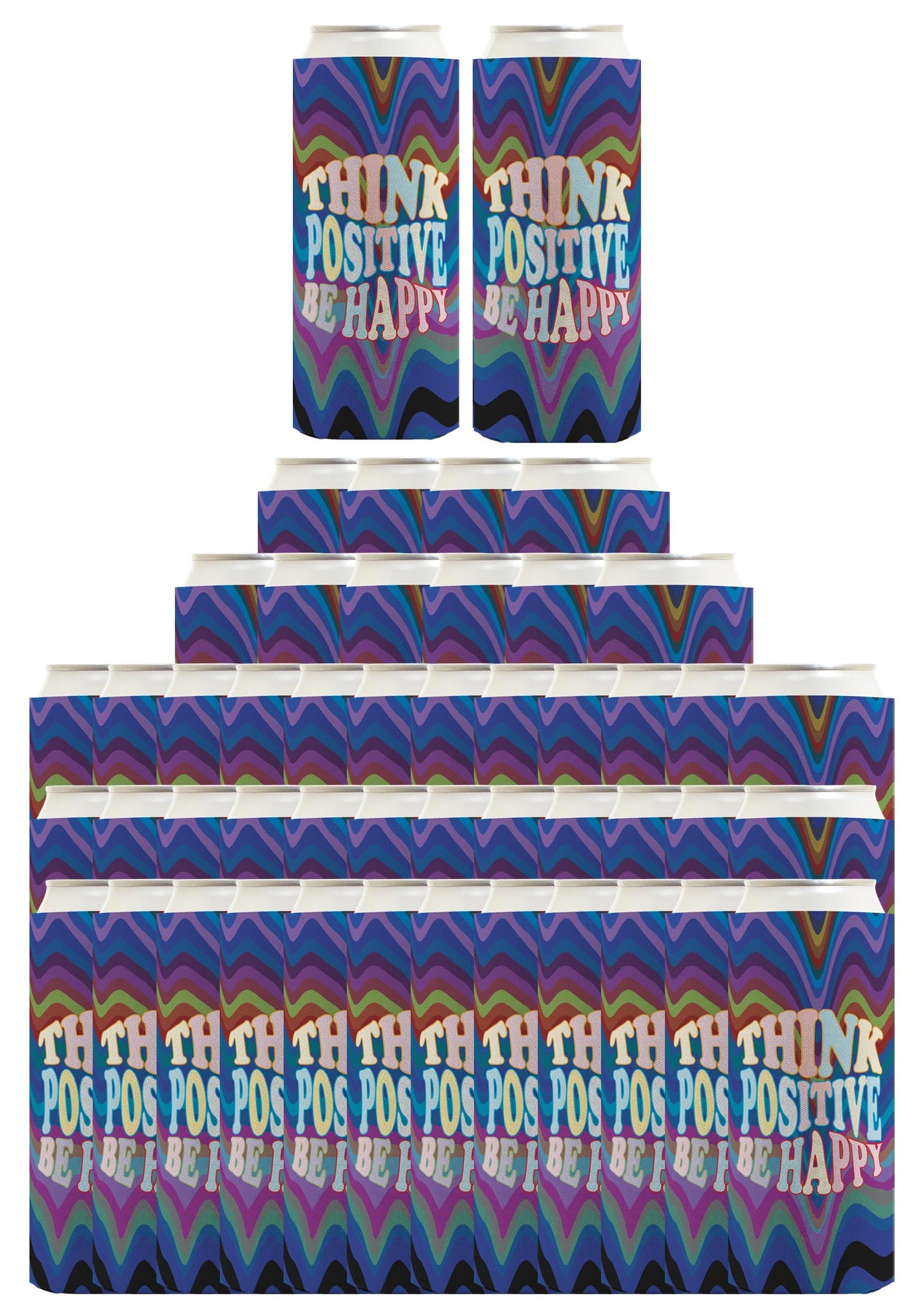 Think Positive Be Happy Standard or Slim Can Thermocooler Drink Sleeve