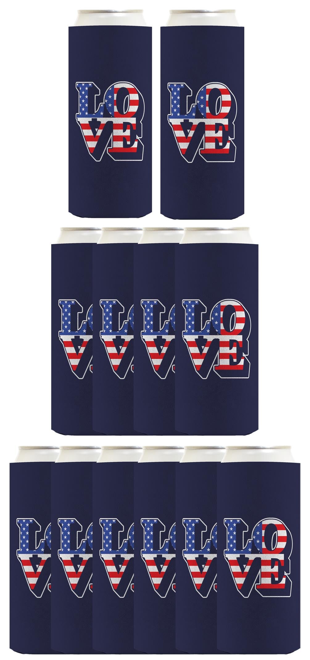 Love America Navy Standard or Slim Can Thermocooler Drink Sleeve