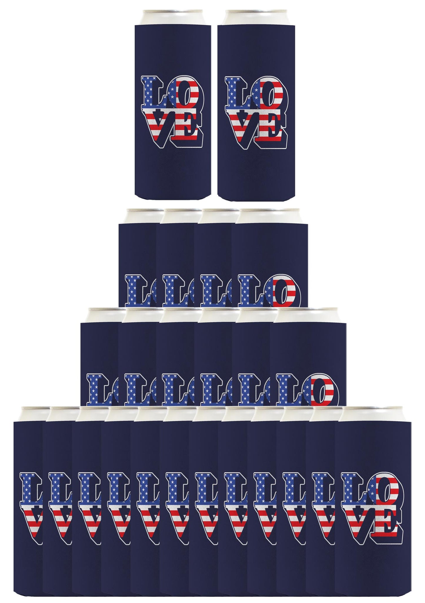 Love America Navy Standard or Slim Can Thermocooler Drink Sleeve