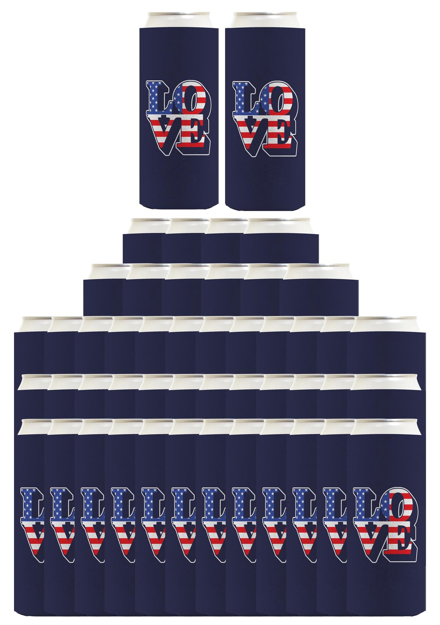 Love America Navy Standard or Slim Can Thermocooler Drink Sleeve