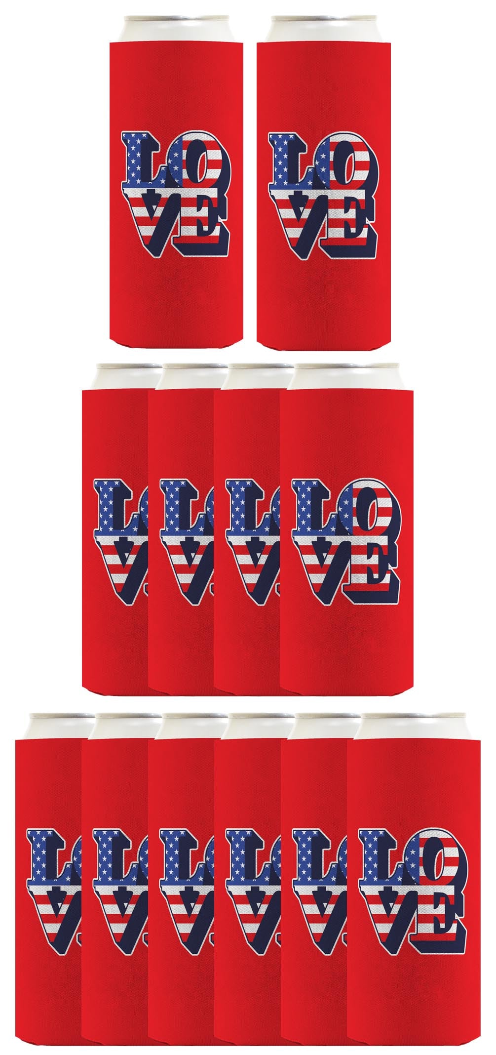 Love America Red Standard or Slim Can Thermocooler Drink Sleeve