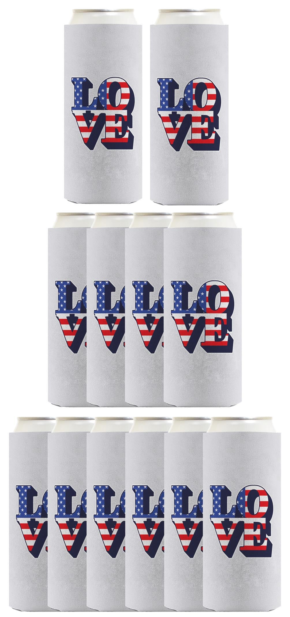 Love America Light Blue Standard or Slim Can Thermocooler Drink Sleeve
