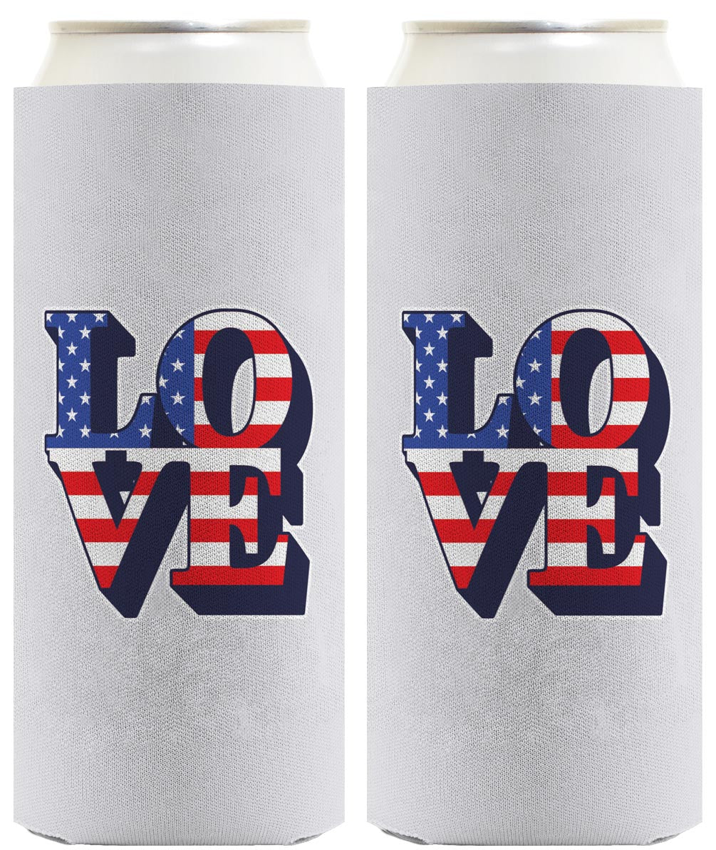Love America Light Blue Standard or Slim Can Thermocooler Drink Sleeve