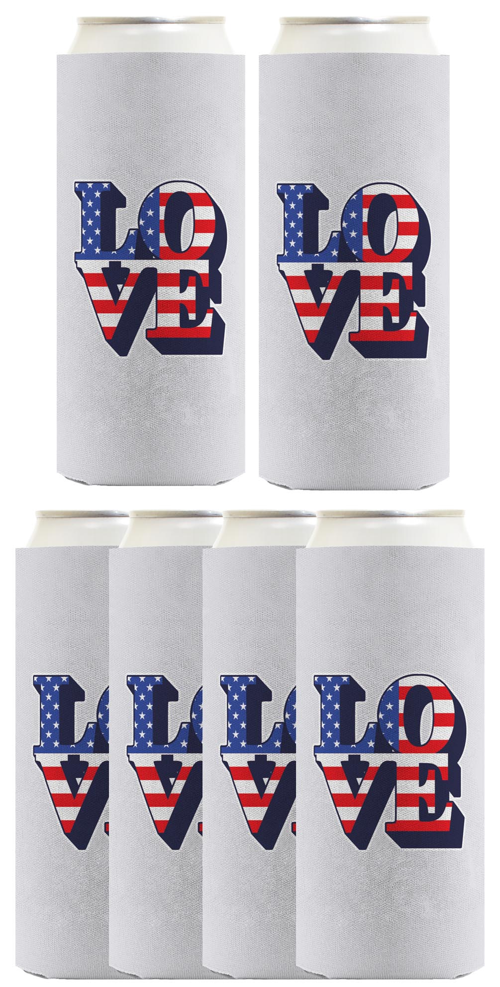 Love America Light Blue Standard or Slim Can Thermocooler Drink Sleeve