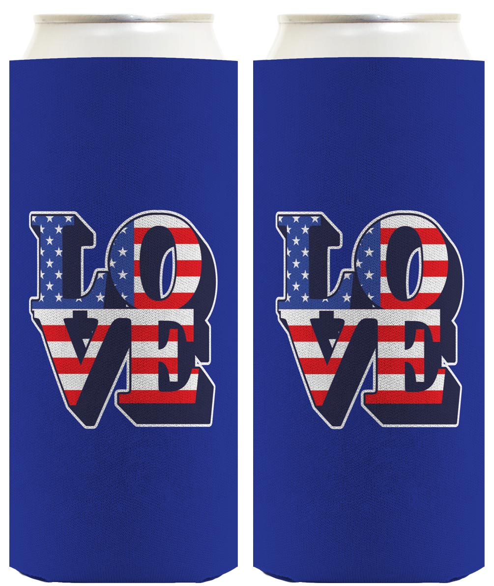 Love America Royal Blue Standard or Slim Can Thermocooler Drink Sleeve