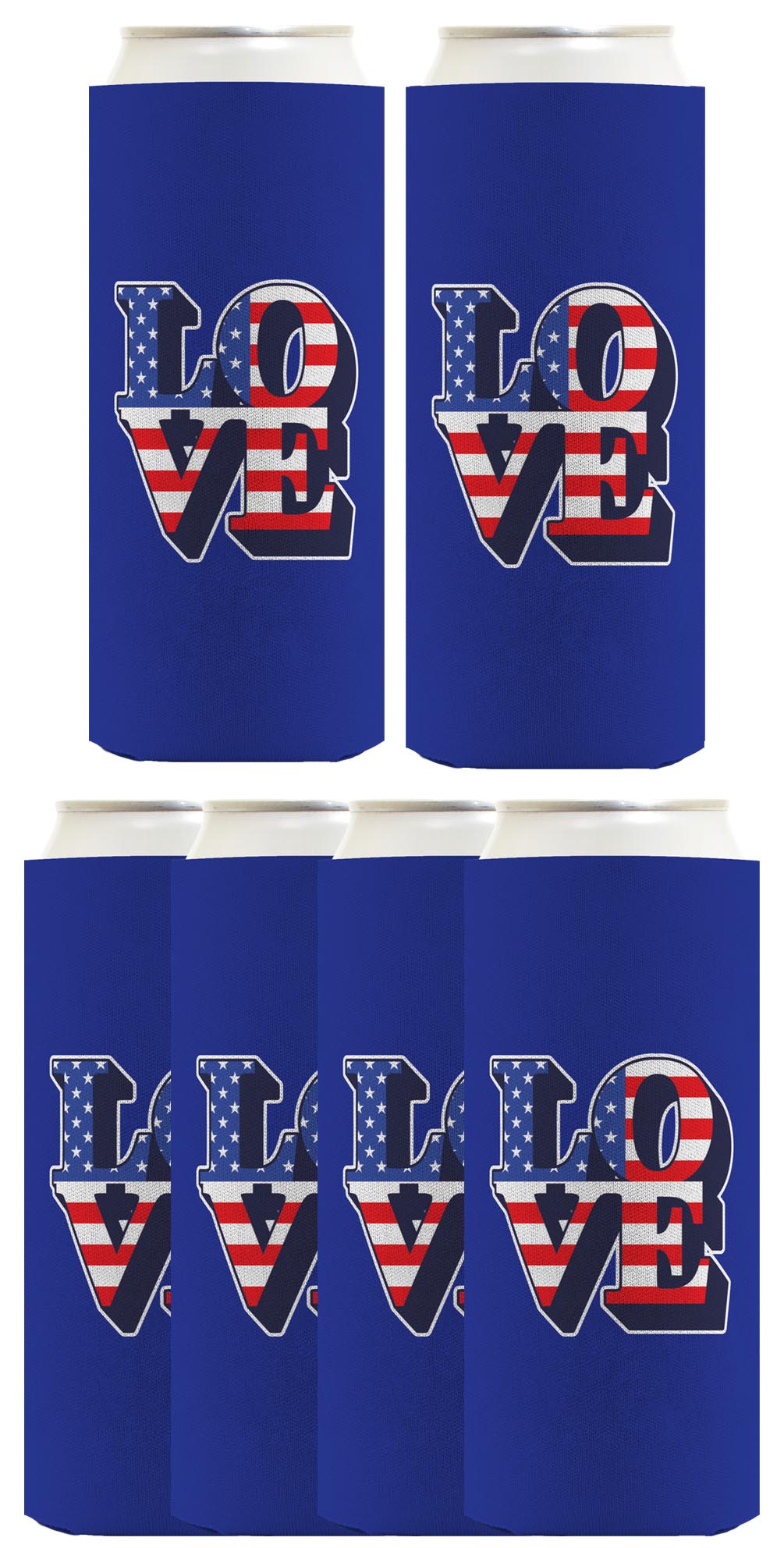 Love America Royal Blue Standard or Slim Can Thermocooler Drink Sleeve