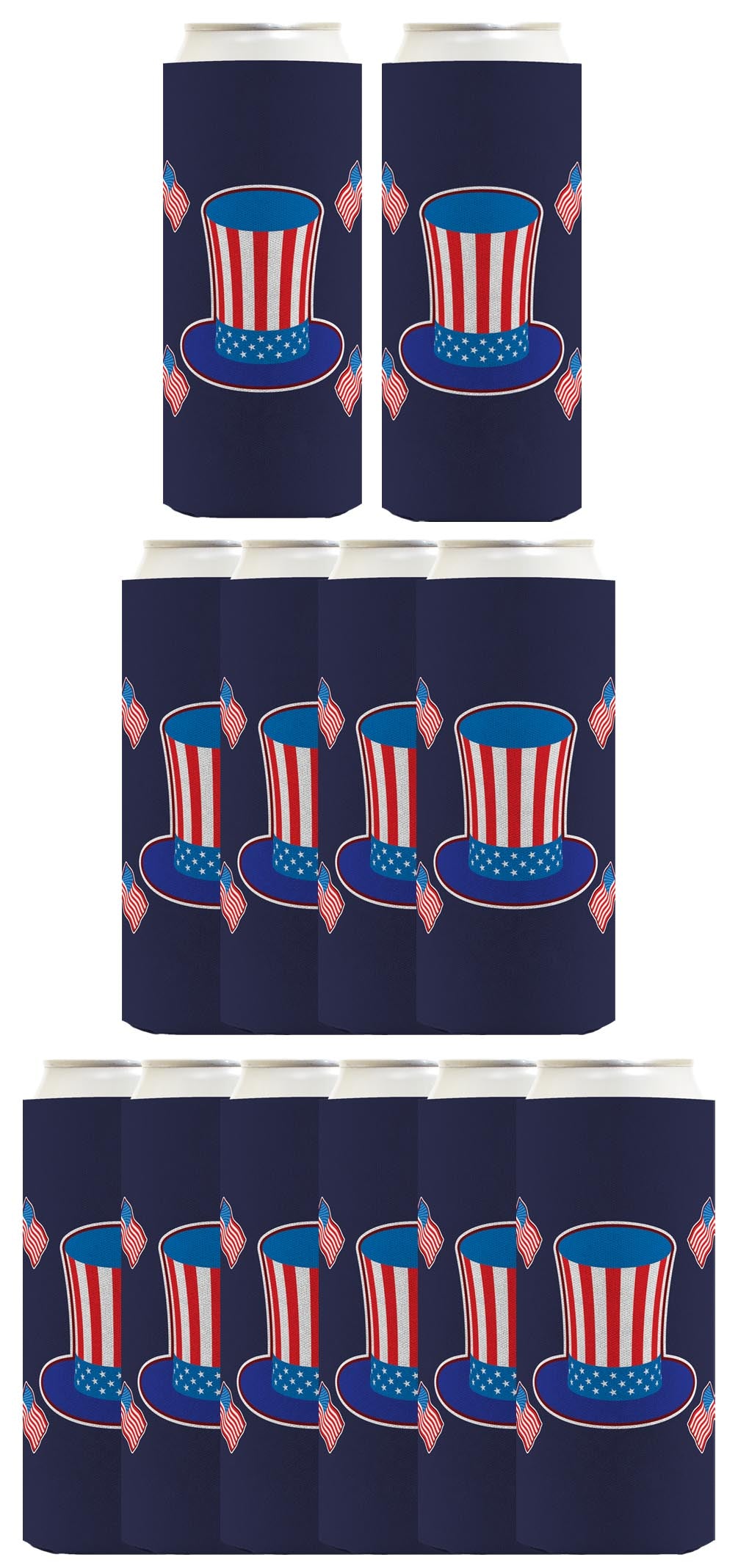 Uncle Sam Hat Navy Standard or Slim Can Thermocooler Drink Sleeve