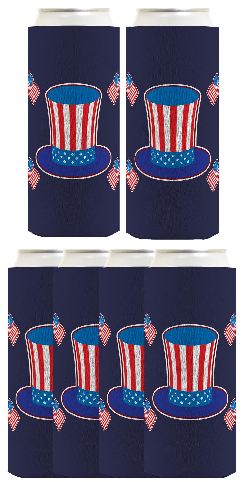 Uncle Sam Hat Navy Standard or Slim Can Thermocooler Drink Sleeve