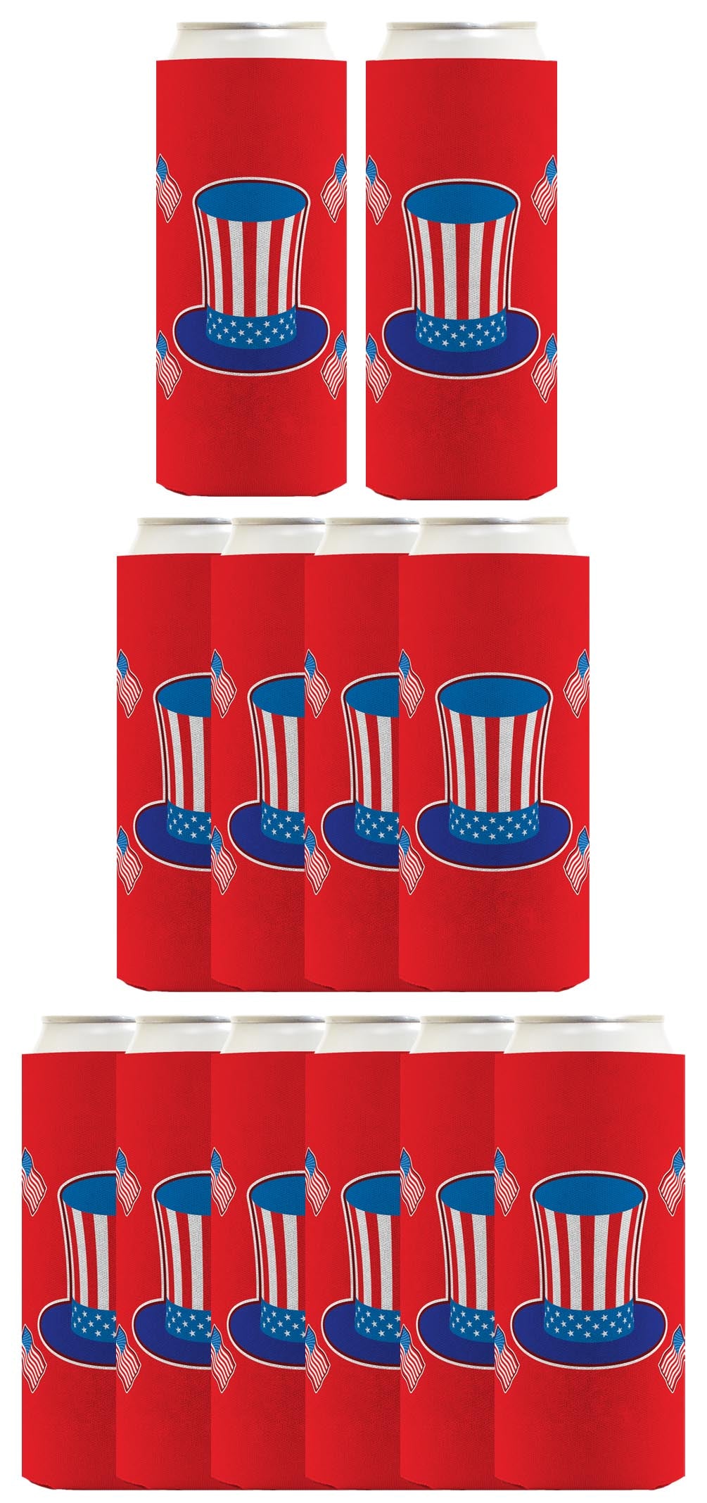 Uncle Sam Hat Red Standard or Slim Can Thermocooler Drink Sleeve