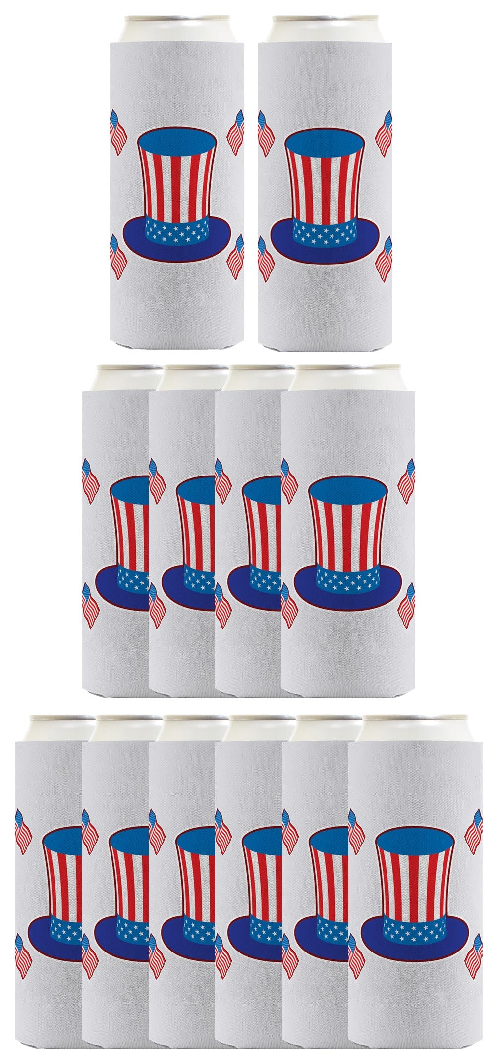 Uncle Sam Hat Light Blue Standard or Slim Can Thermocooler Drink Sleeve