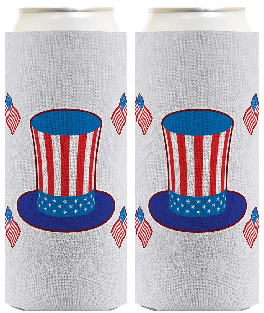Uncle Sam Hat Light Blue Standard or Slim Can Thermocooler Drink Sleeve