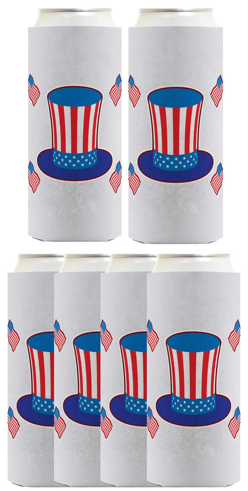 Uncle Sam Hat Light Blue Standard or Slim Can Thermocooler Drink Sleeve