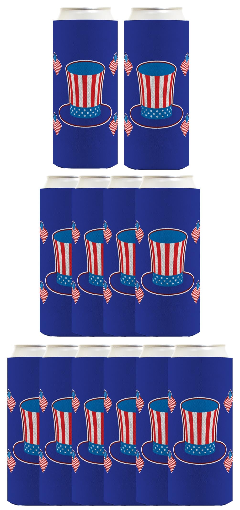 Uncle Sam Hat Royal Blue Standard or Slim Can Thermocooler Drink Sleeve