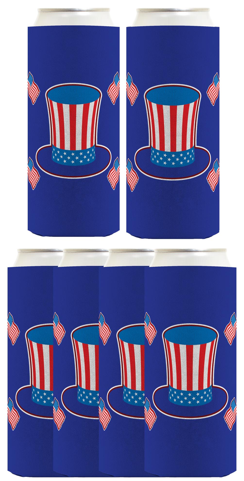 Uncle Sam Hat Royal Blue Standard or Slim Can Thermocooler Drink Sleeve