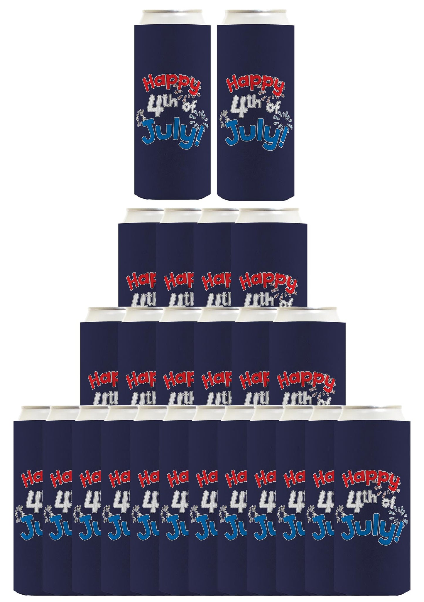 Happy 4th of July Navy Standard or Slim Can Thermocooler Drink Sleeve