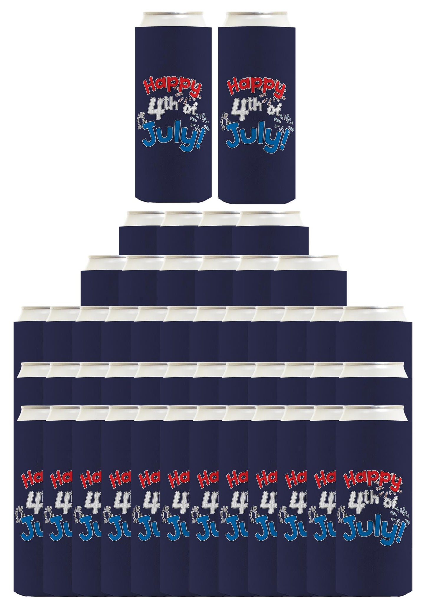 Happy 4th of July Navy Standard or Slim Can Thermocooler Drink Sleeve