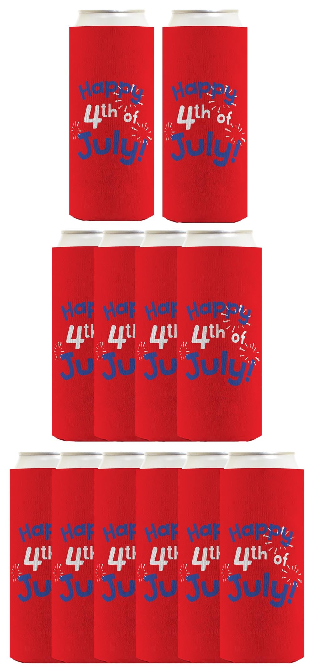 Happy 4th of July Red Standard or Slim Can Thermocooler Drink Sleeve