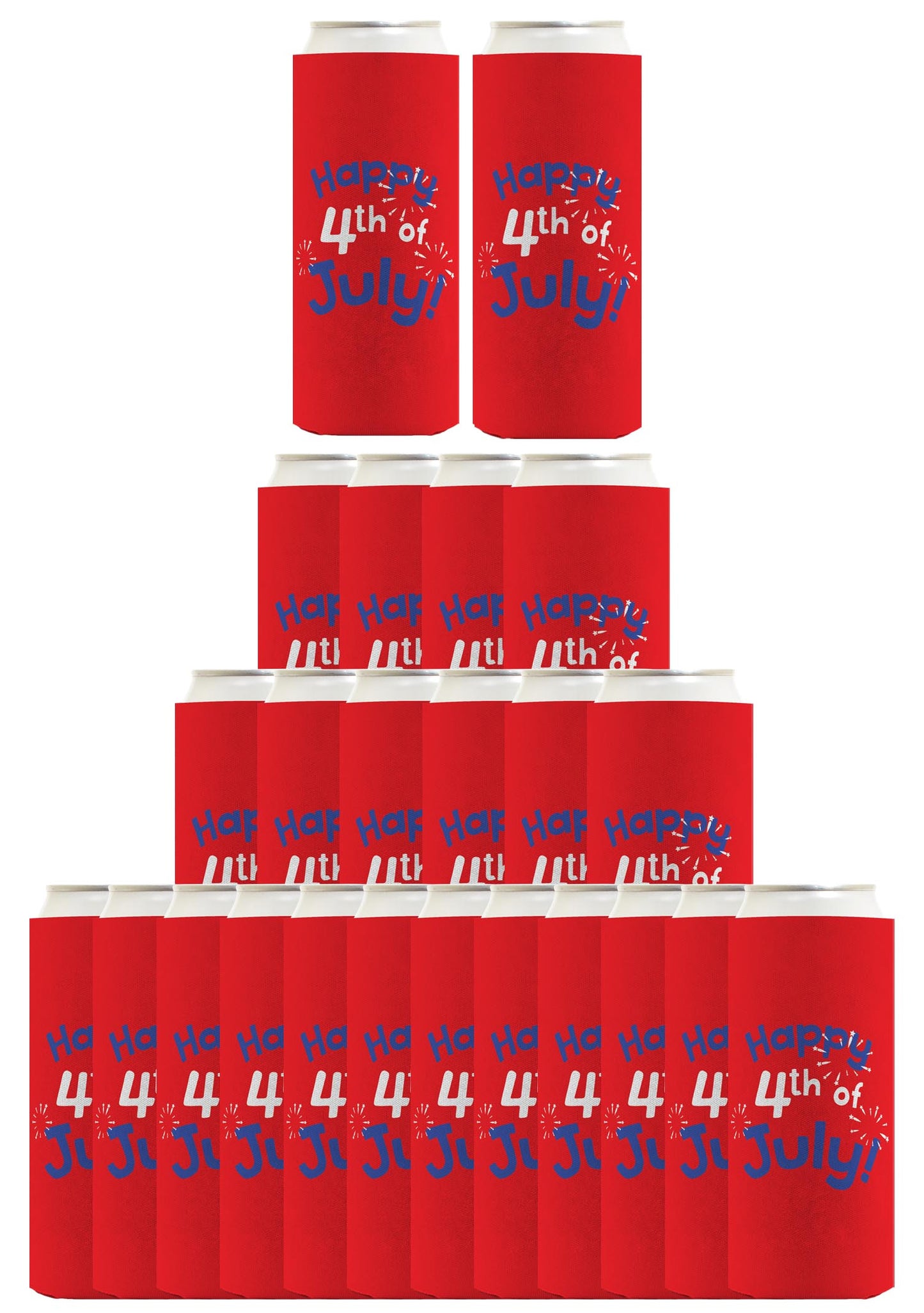 Happy 4th of July Red Standard or Slim Can Thermocooler Drink Sleeve
