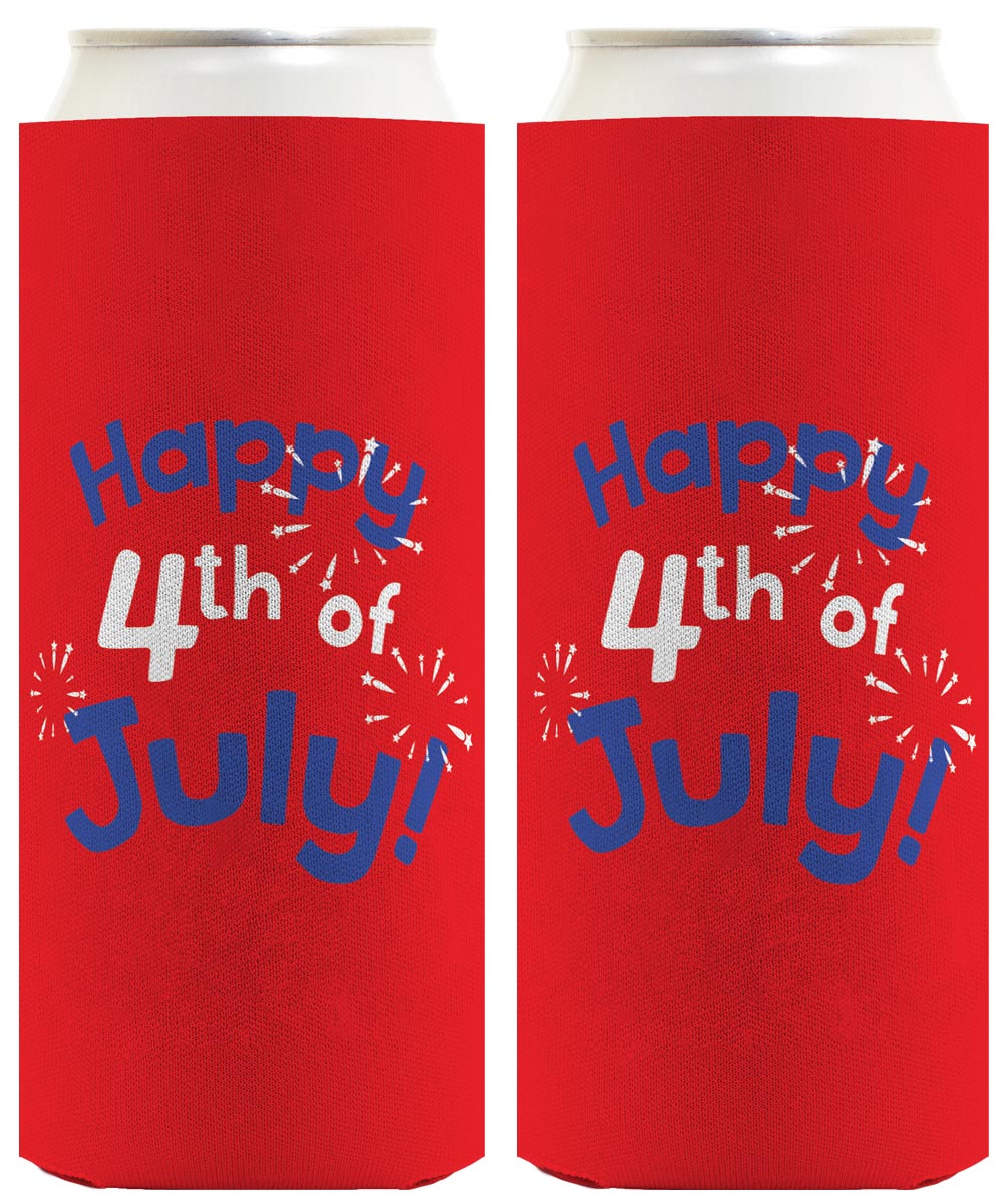 Happy 4th of July Red Standard or Slim Can Thermocooler Drink Sleeve