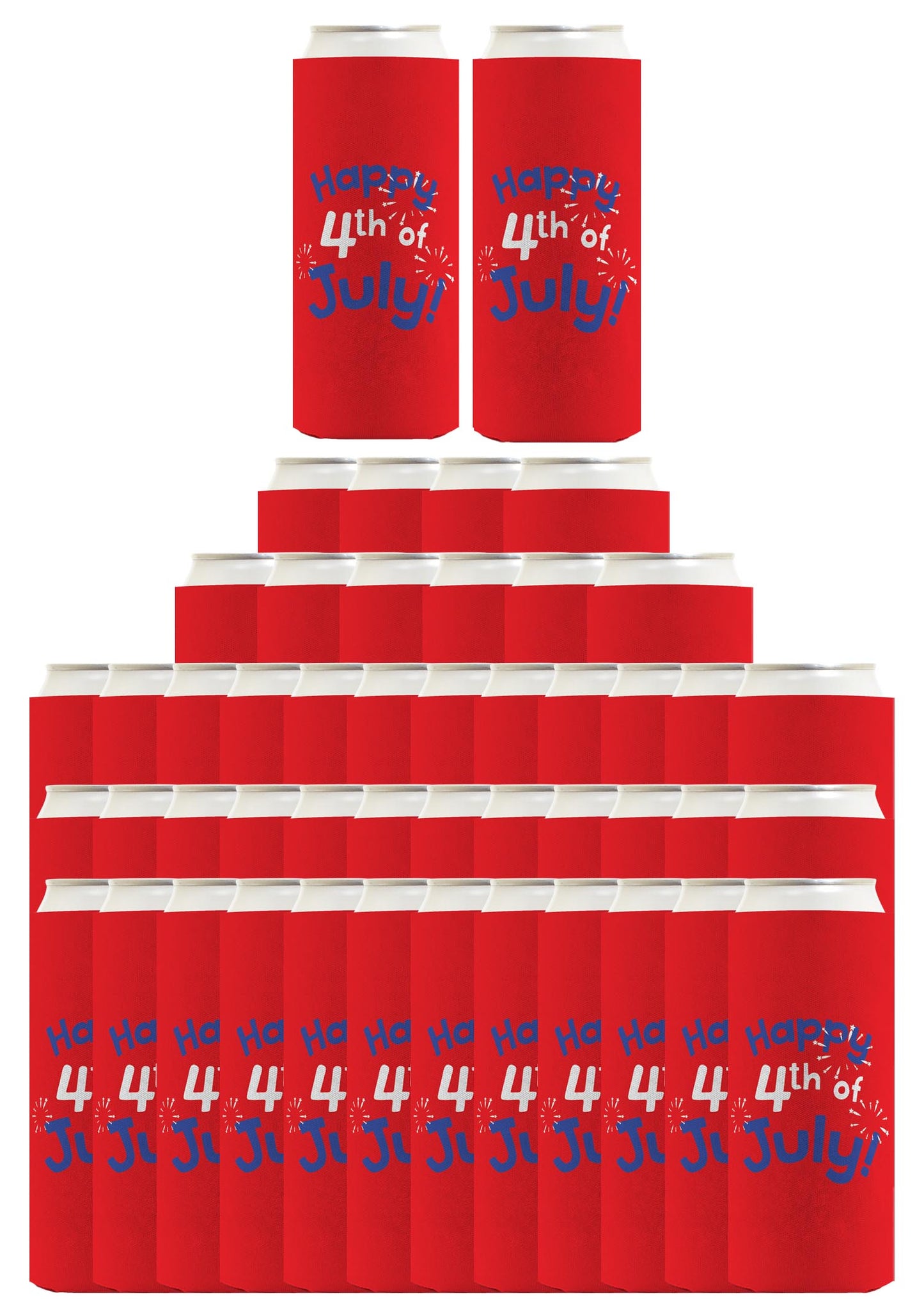 Happy 4th of July Red Standard or Slim Can Thermocooler Drink Sleeve