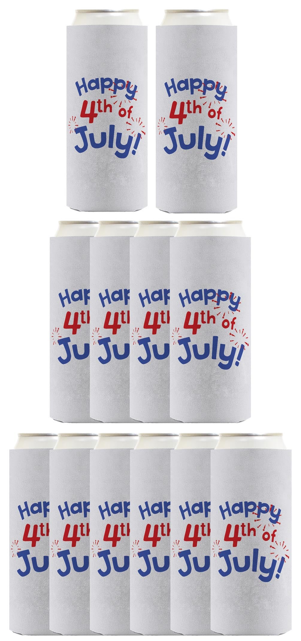Happy 4th of July Light Blue Standard or Slim Can Thermocooler Drink Sleeve