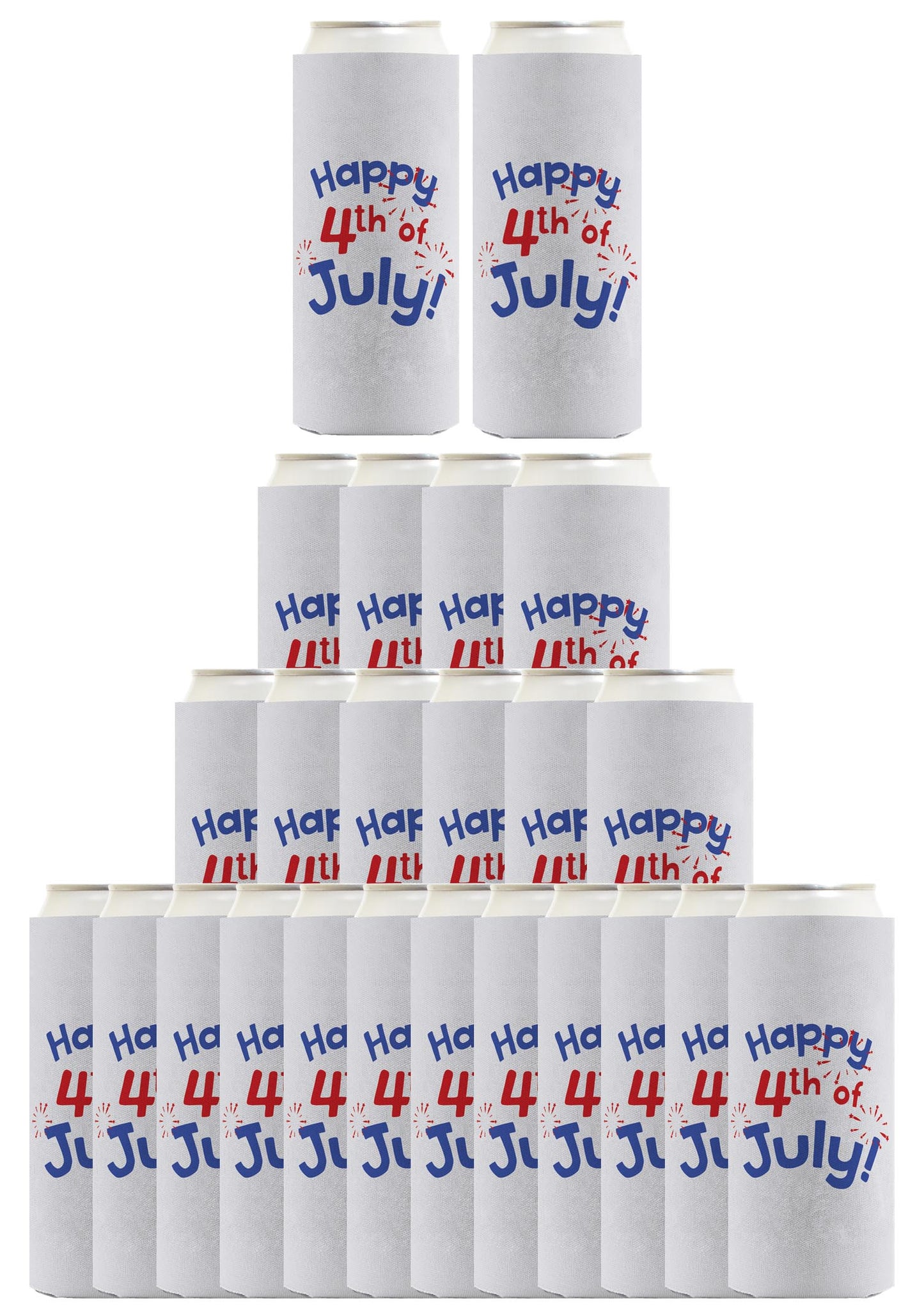 Happy 4th of July Light Blue Standard or Slim Can Thermocooler Drink Sleeve