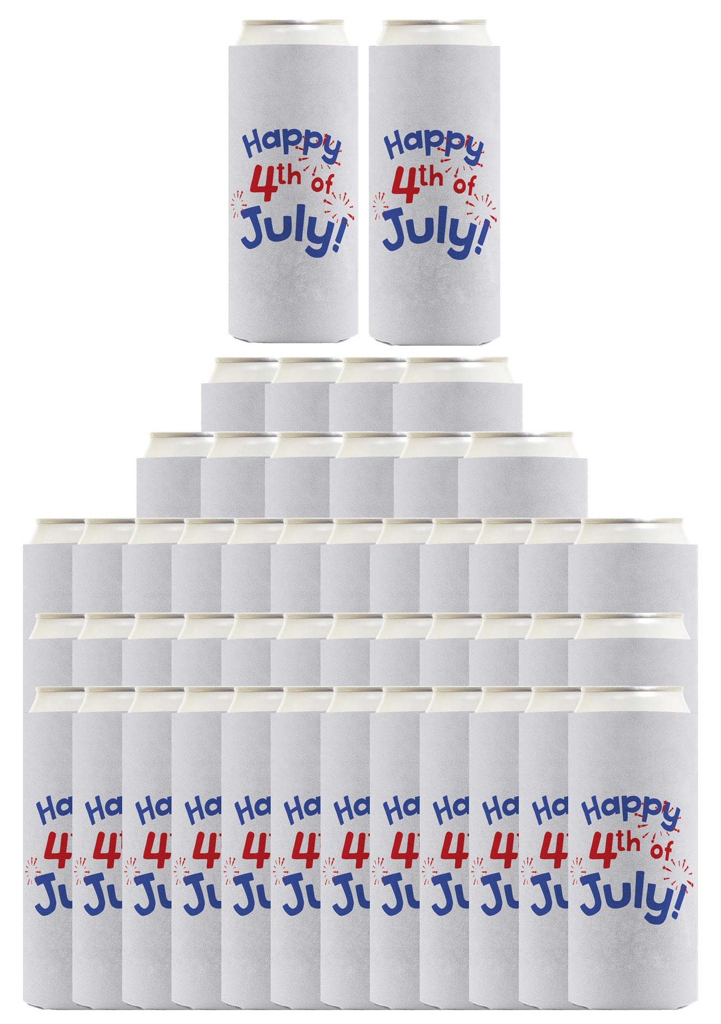 Happy 4th of July Light Blue Standard or Slim Can Thermocooler Drink Sleeve