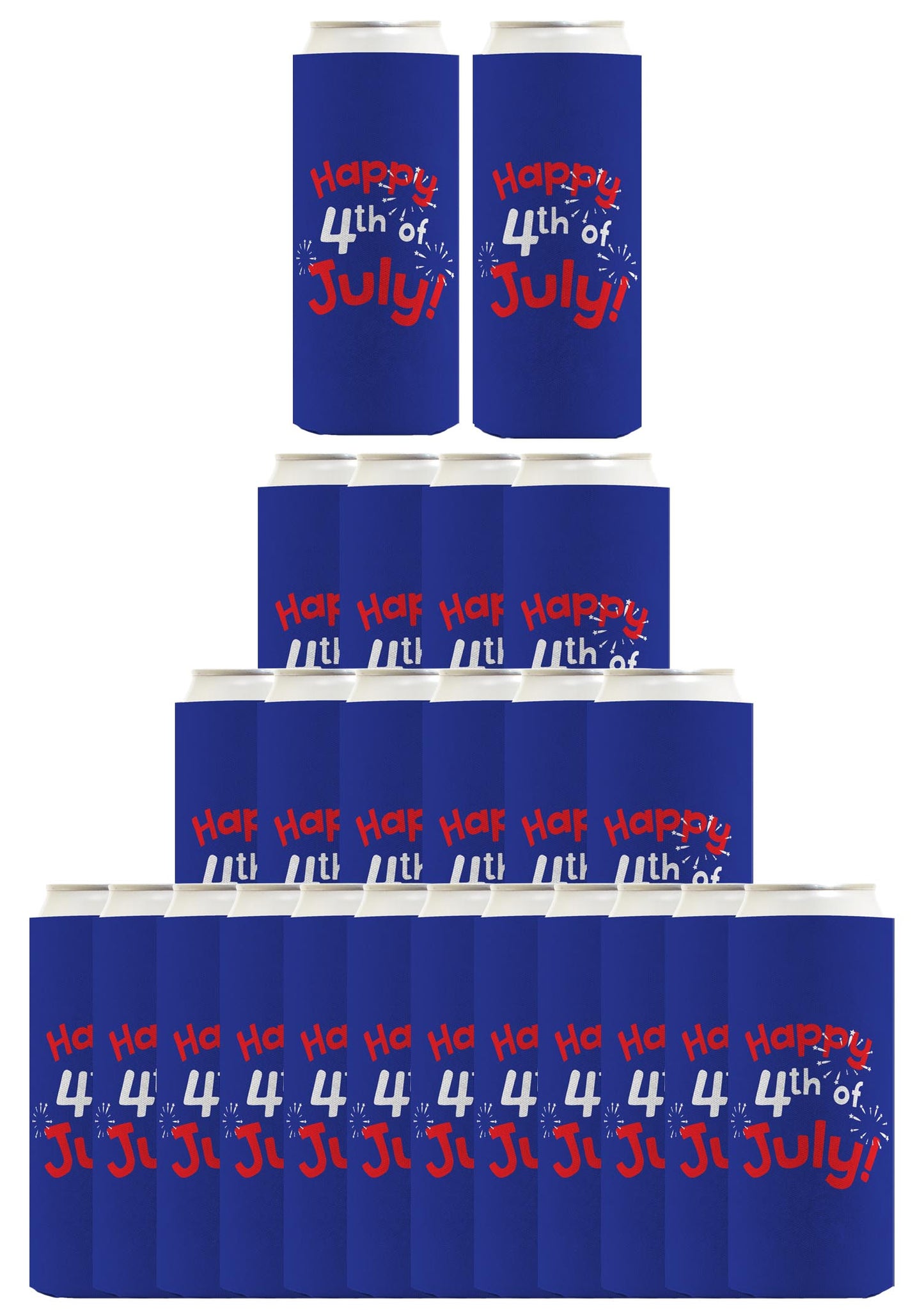 Happy 4th of July Royal Blue Standard or Slim Can Thermocooler Drink Sleeve