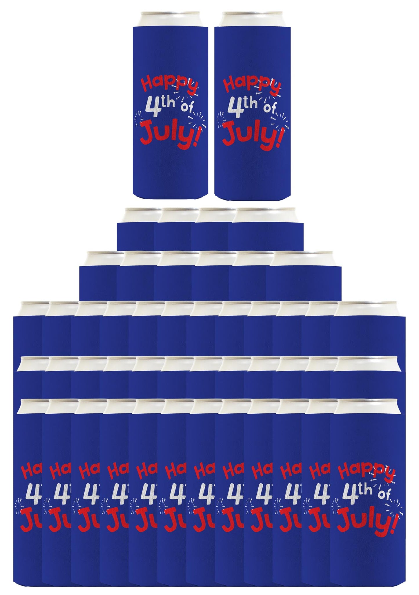 Happy 4th of July Royal Blue Standard or Slim Can Thermocooler Drink Sleeve