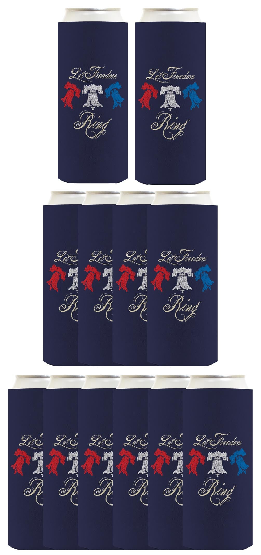 Let Freedom Ring Navy Standard or Slim Can Thermocooler Drink Sleeve