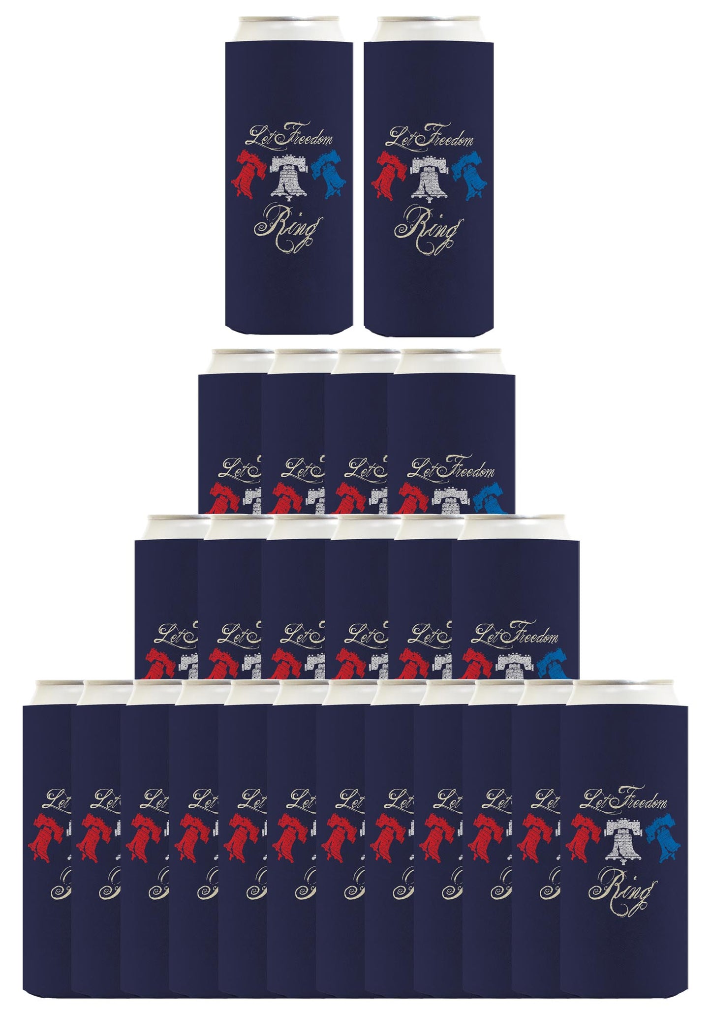 Let Freedom Ring Navy Standard or Slim Can Thermocooler Drink Sleeve