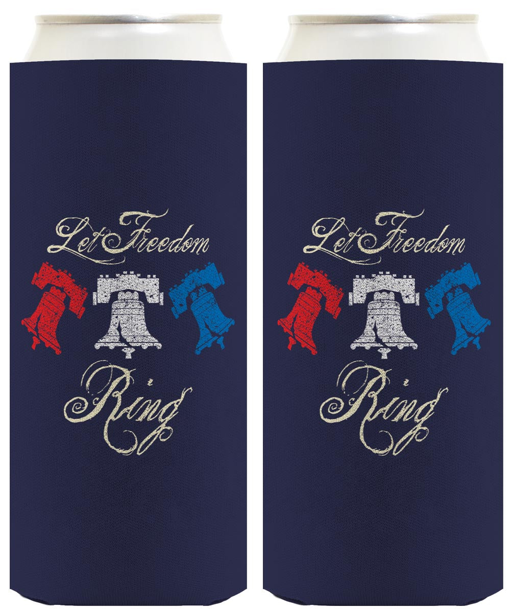 Let Freedom Ring Navy Standard or Slim Can Thermocooler Drink Sleeve