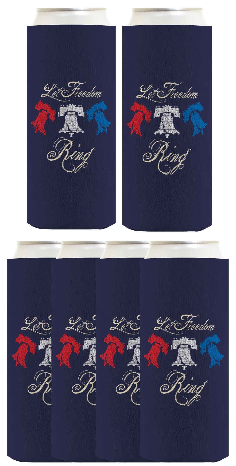Let Freedom Ring Navy Standard or Slim Can Thermocooler Drink Sleeve