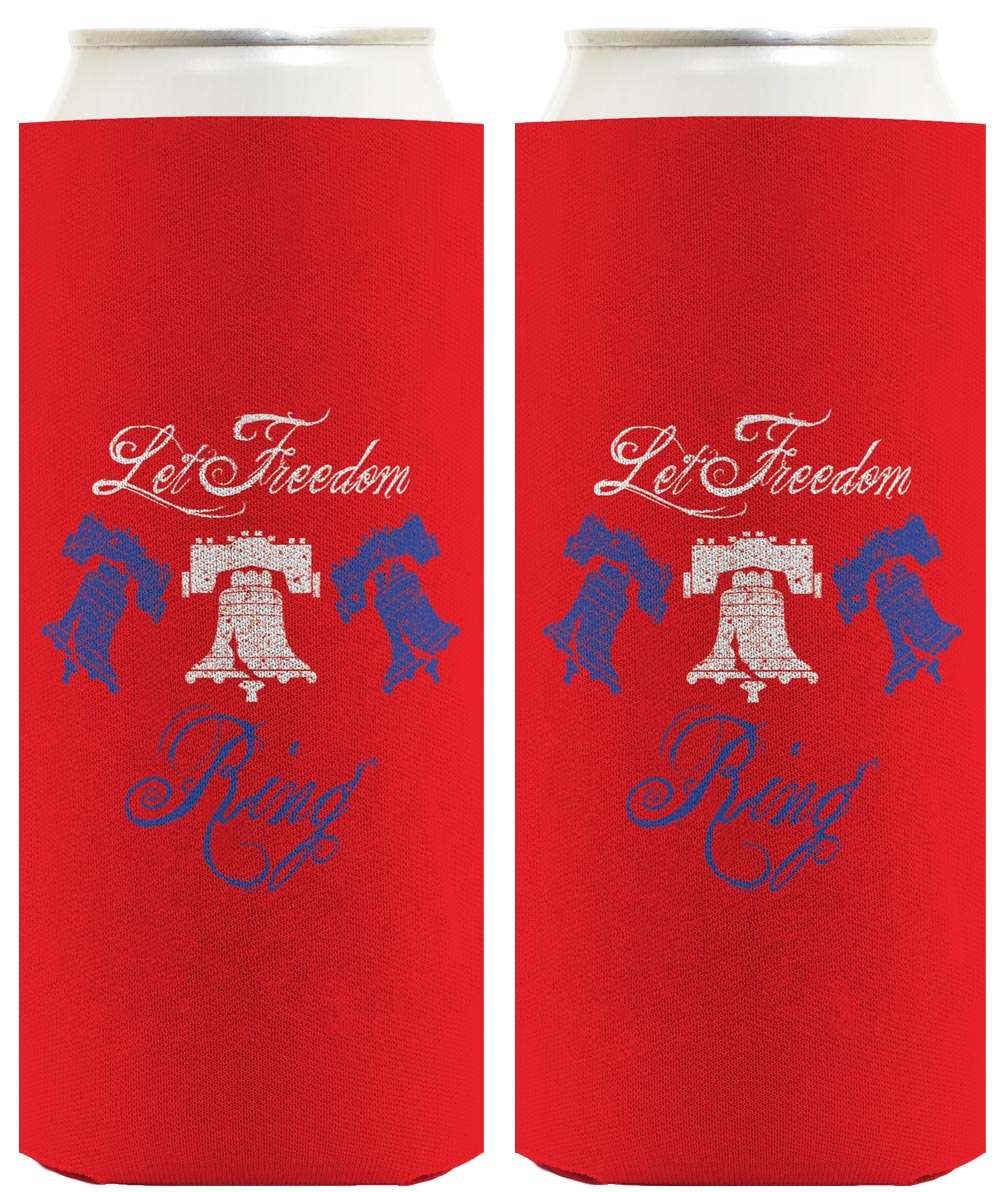 Let Freedom Ring Red Standard or Slim Can Thermocooler Drink Sleeve