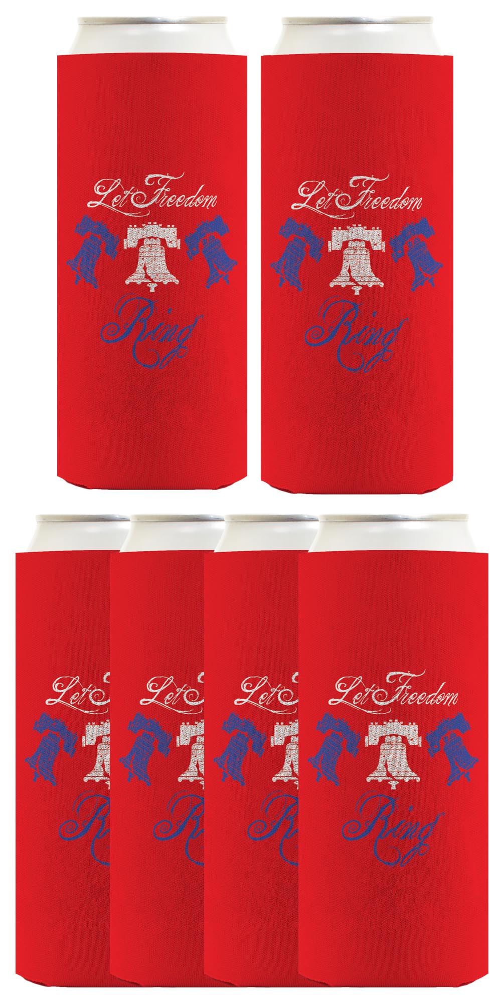 Let Freedom Ring Red Standard or Slim Can Thermocooler Drink Sleeve