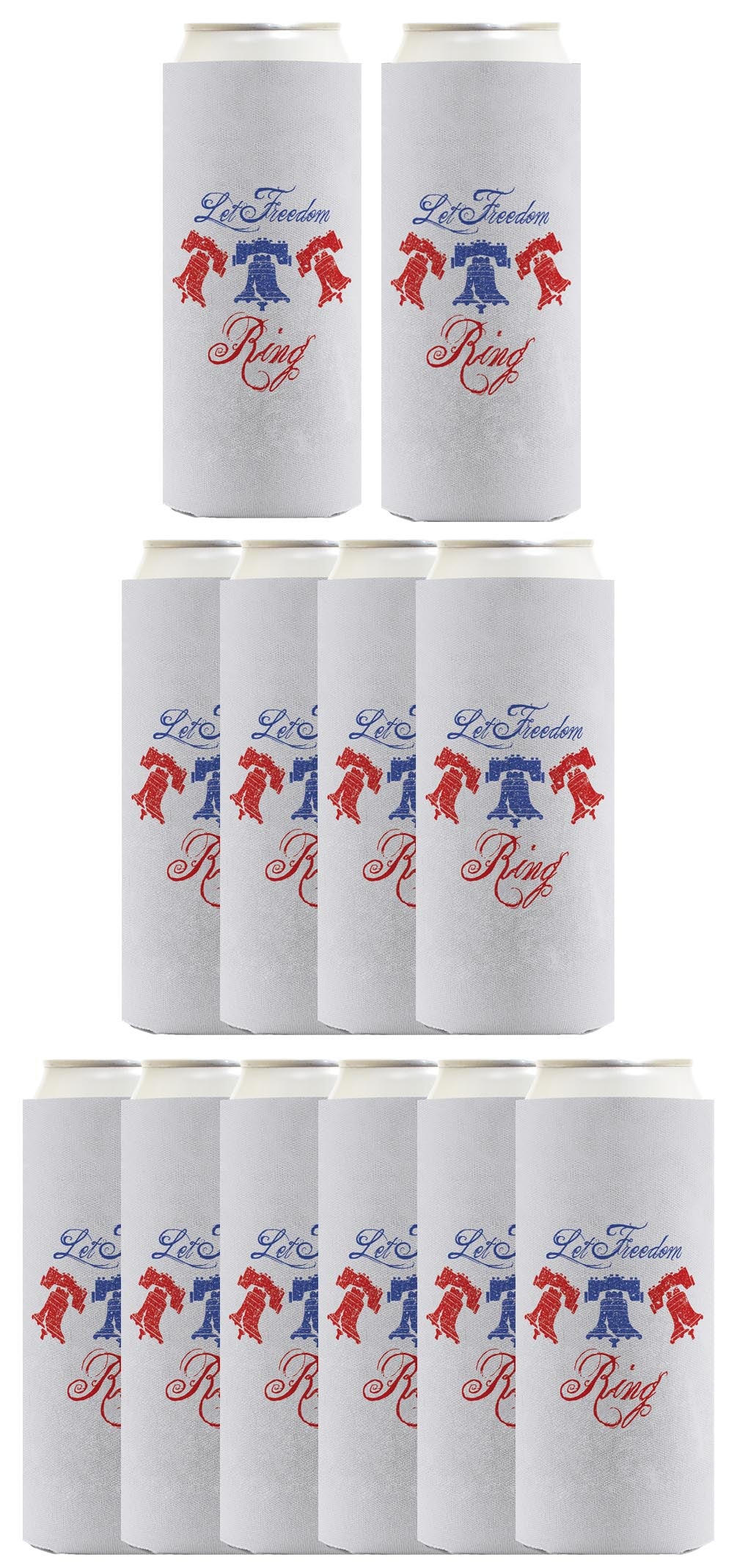 Let Freedom Ring Light Blue Standard or Slim Can Thermocooler Drink Sleeve