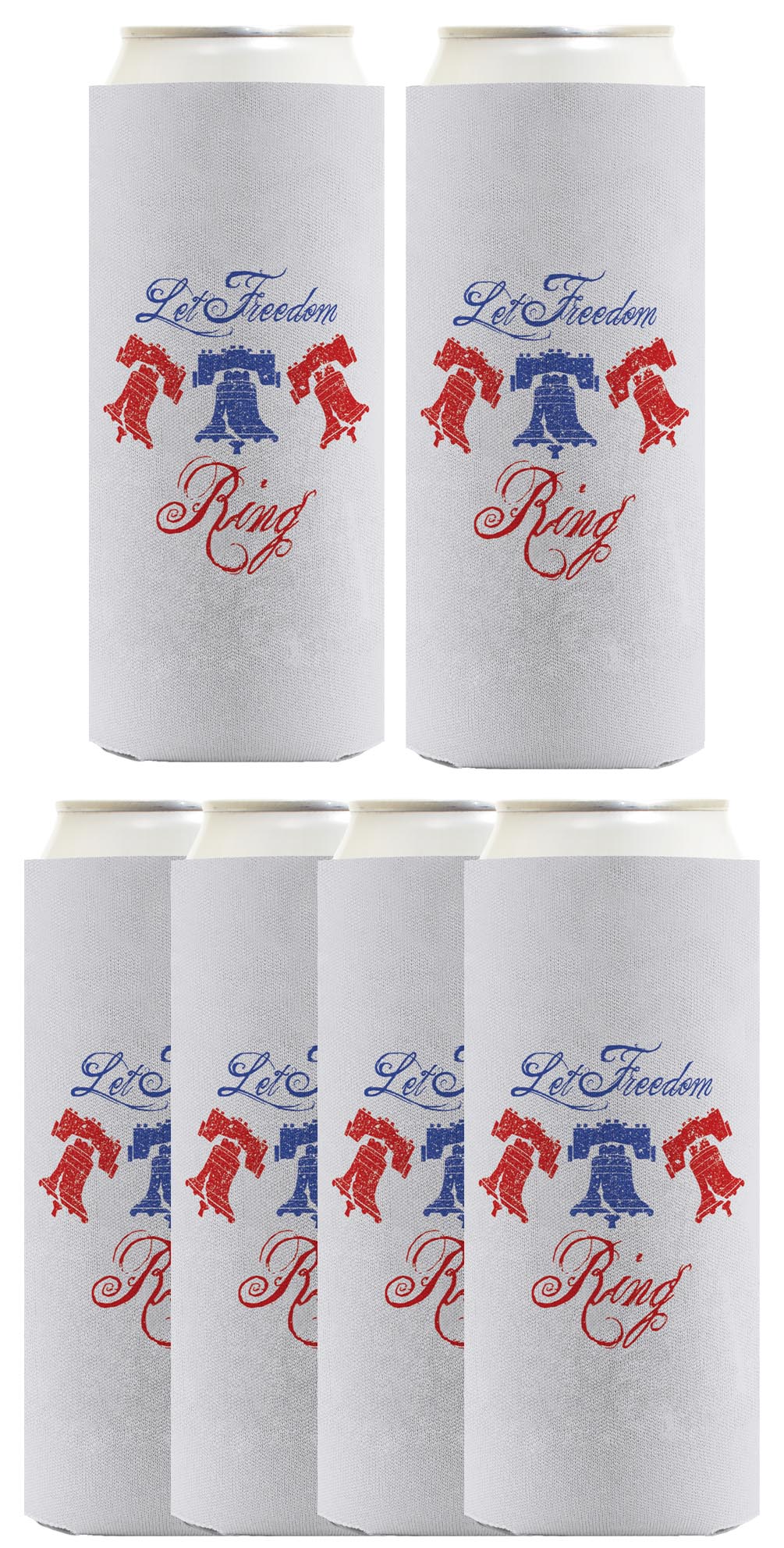 Let Freedom Ring Light Blue Standard or Slim Can Thermocooler Drink Sleeve