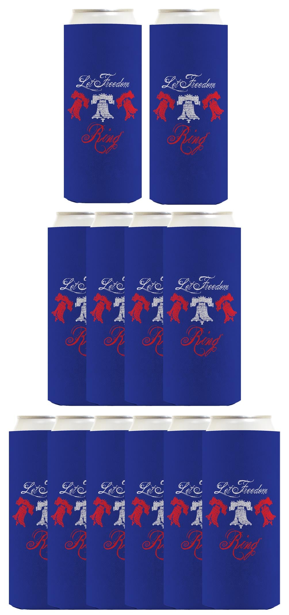 Let Freedom Ring Royal Blue Standard or Slim Can Thermocooler Drink Sleeve