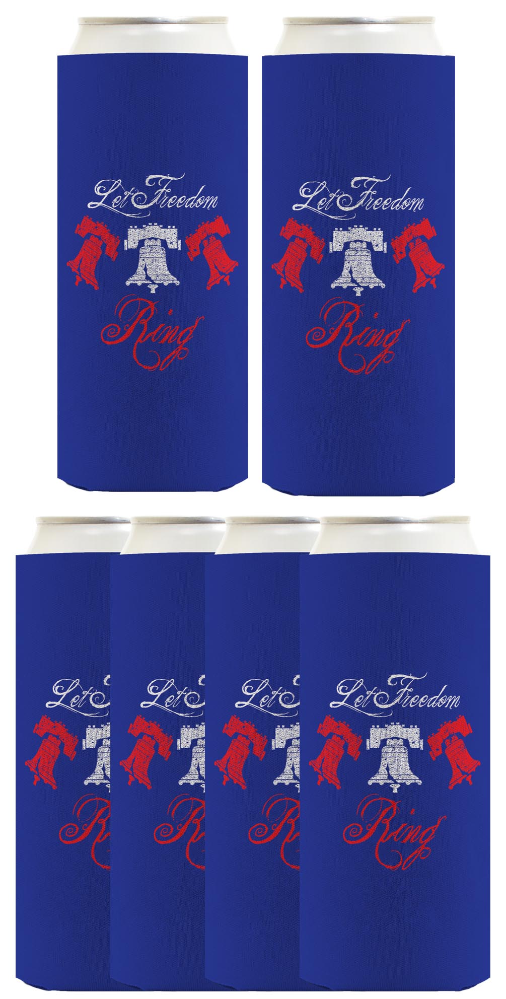 Let Freedom Ring Royal Blue Standard or Slim Can Thermocooler Drink Sleeve