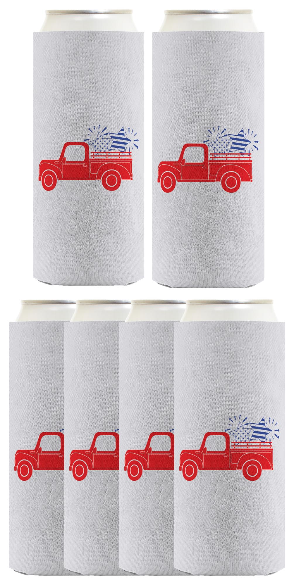 Stars and Stripes Truck Light Blue Standard or Slim Can Thermocooler Drink Sleeve
