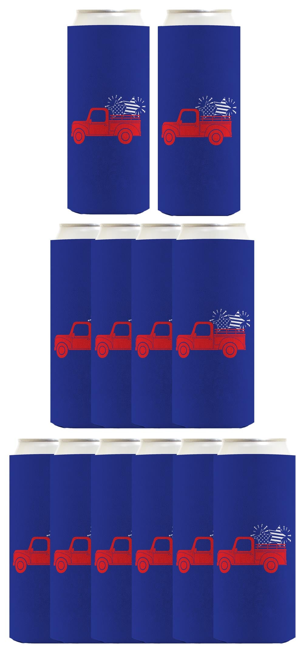 Stars and Stripes Truck Royal Blue Standard or Slim Can Thermocooler Drink Sleeve