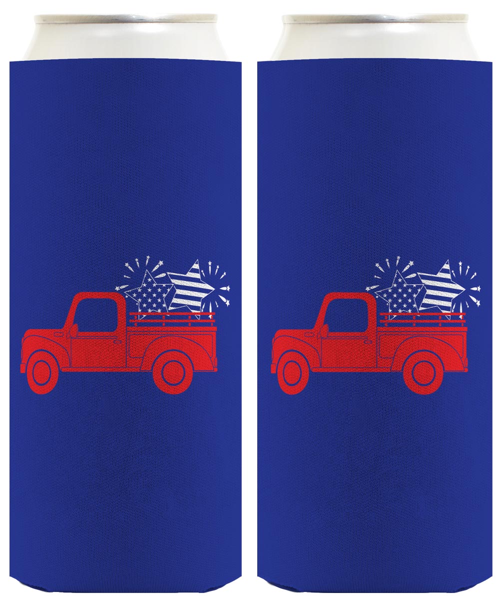 Stars and Stripes Truck Royal Blue Standard or Slim Can Thermocooler Drink Sleeve
