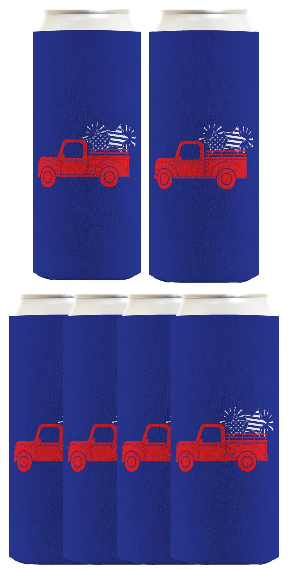 Stars and Stripes Truck Royal Blue Standard or Slim Can Thermocooler Drink Sleeve
