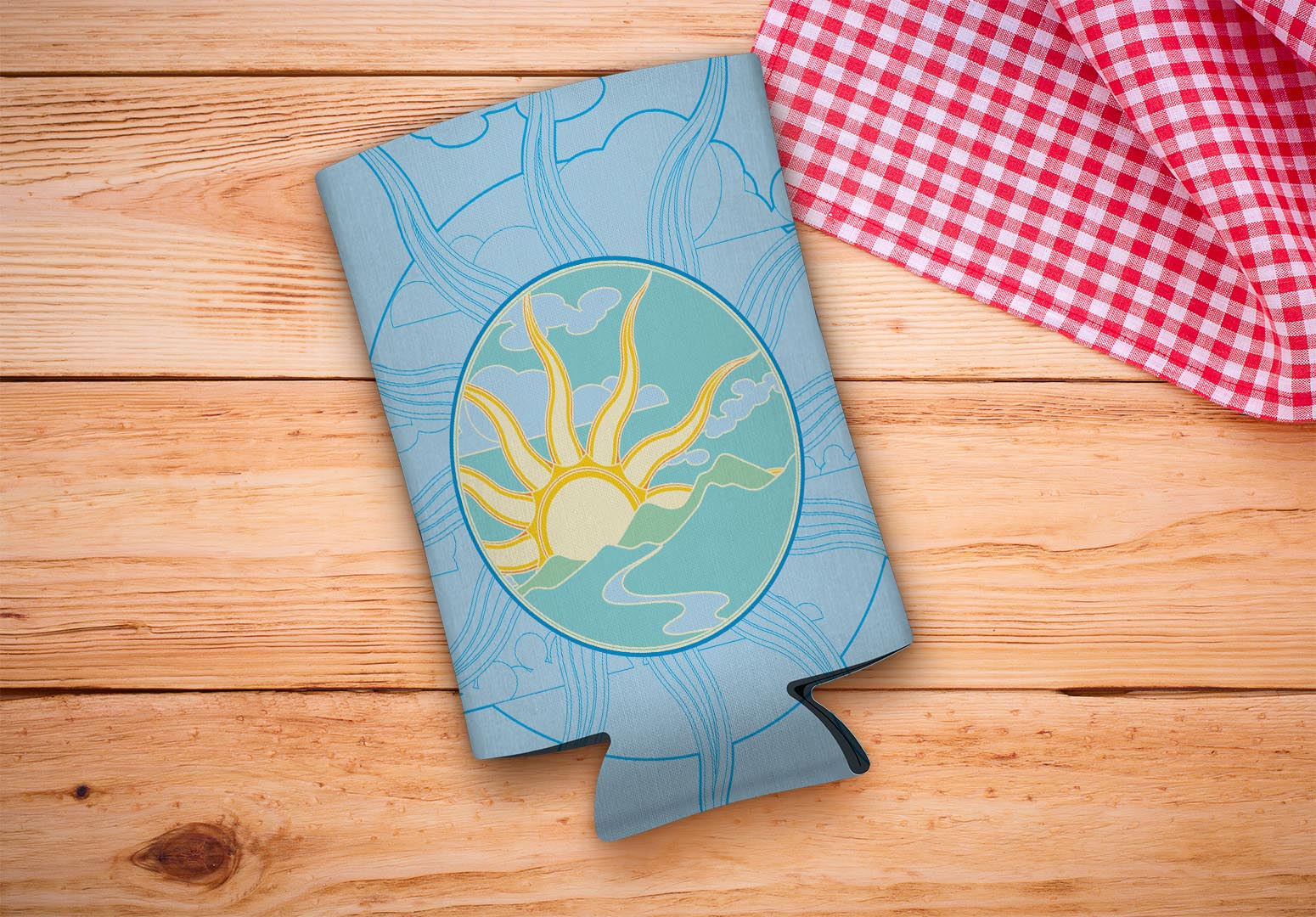 drink sleeve on a wood background