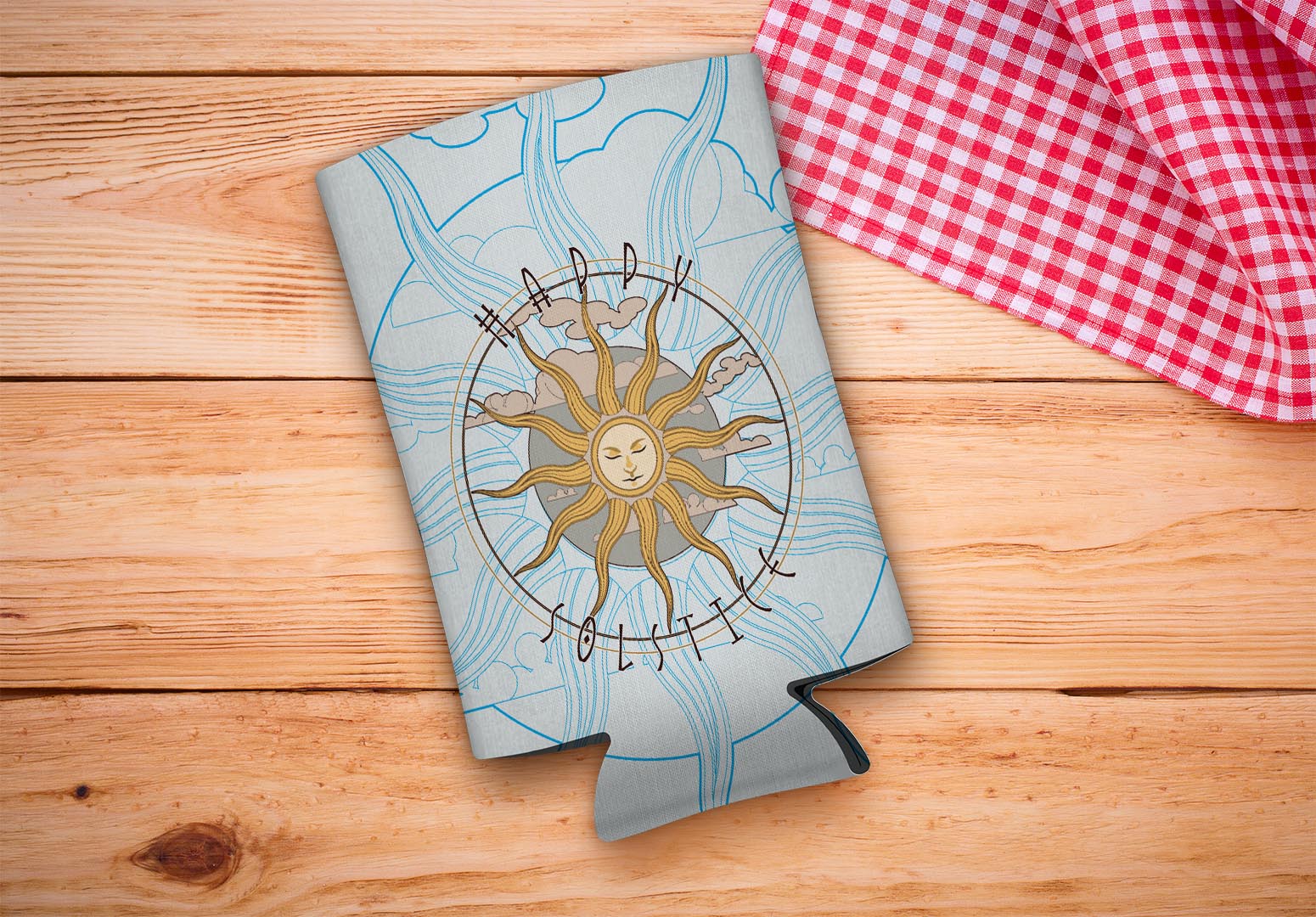 drink sleeve on a wood background