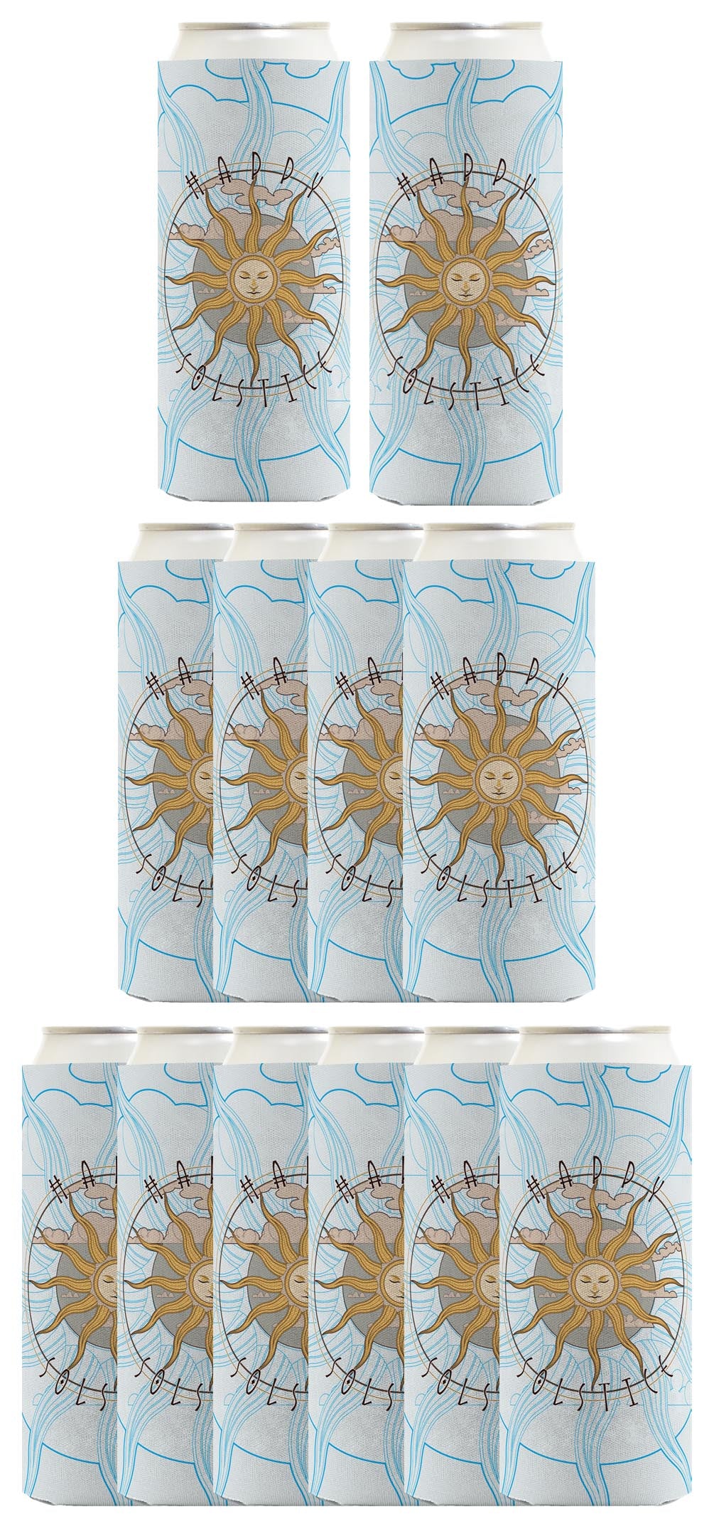 Happy Solstice Summer Solstice Standard or Slim Can Thermocooler Drink Sleeve