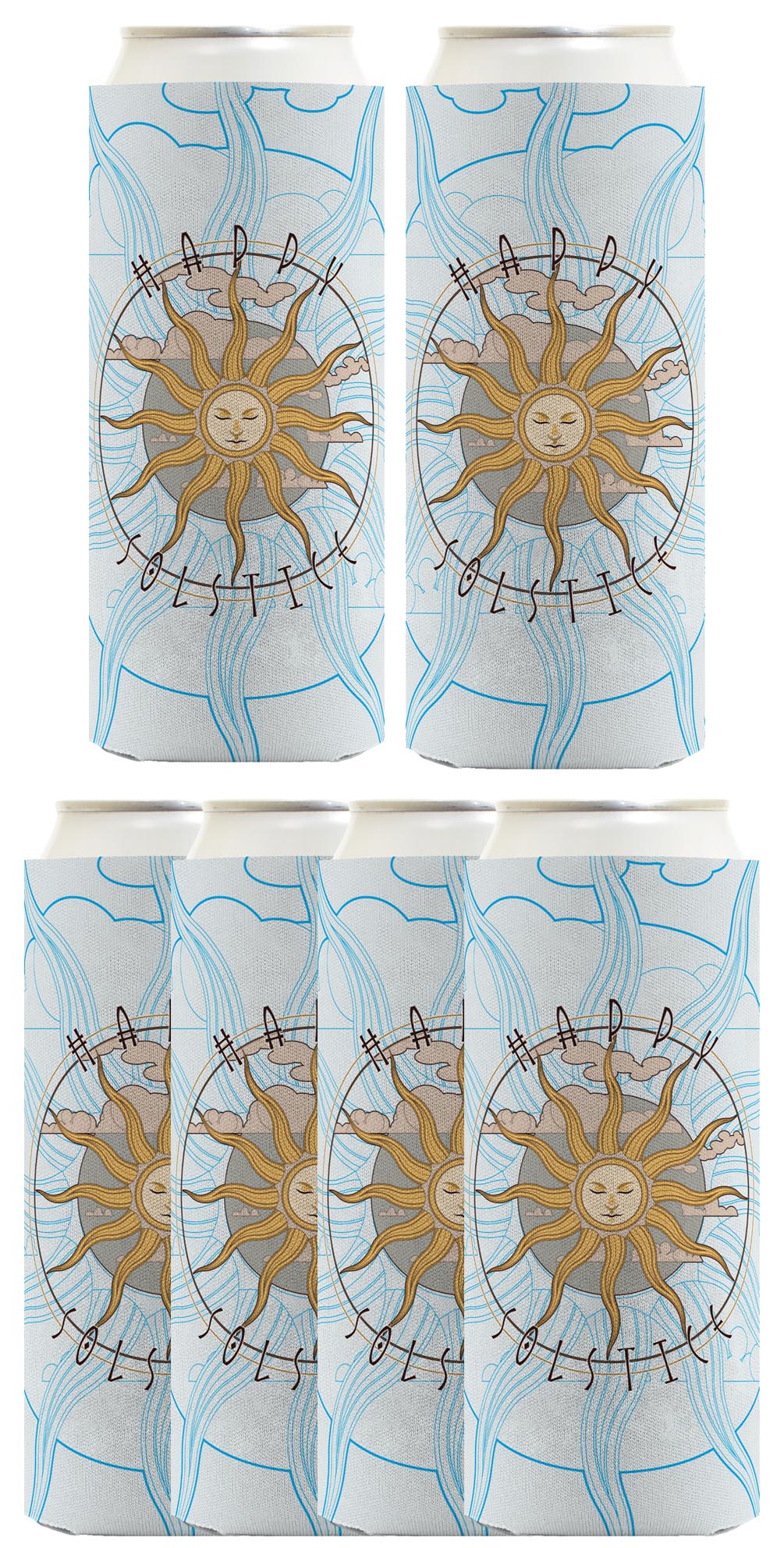 Happy Solstice Summer Solstice Standard or Slim Can Thermocooler Drink Sleeve