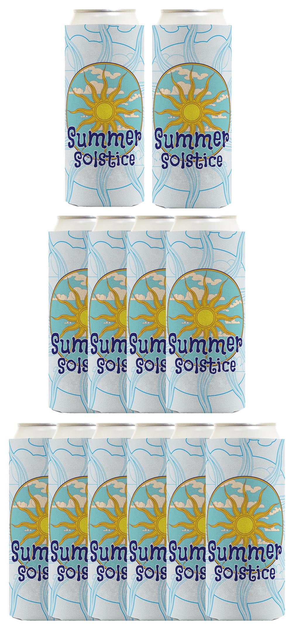 Summer Solstice Full Sun Standard or Slim Can Thermocooler Drink Sleeve